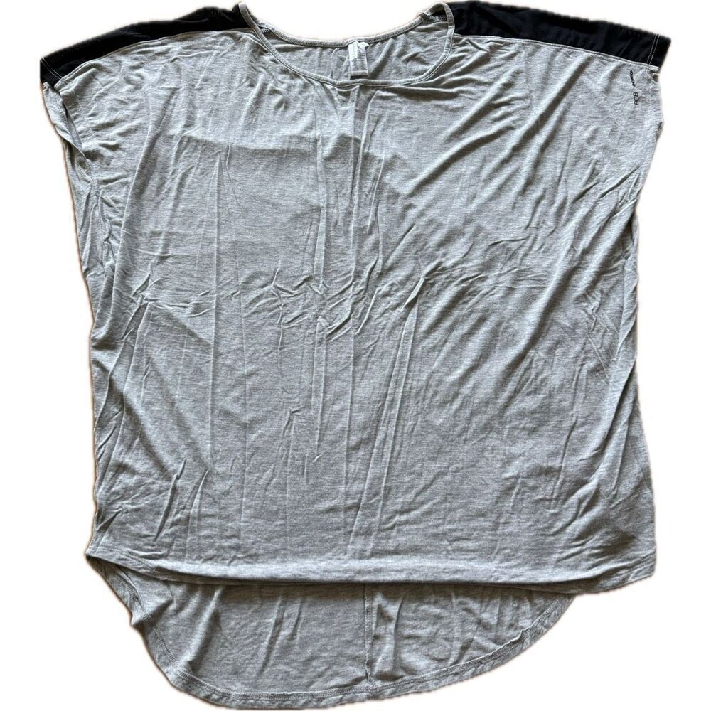 BCBG Generation Grey Jersey Tee Shirt Mesh Shoulders Women’s L